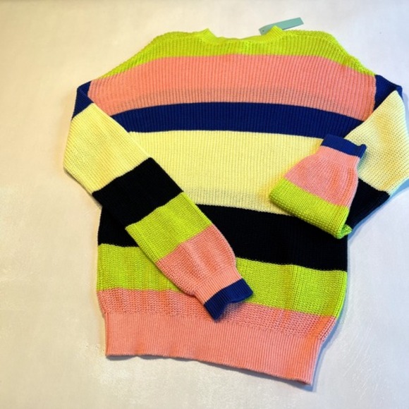 Around XS Striped Knit Pullover Sweater Crew Neck Colorful Cotton Blend - Picture 8 of 9